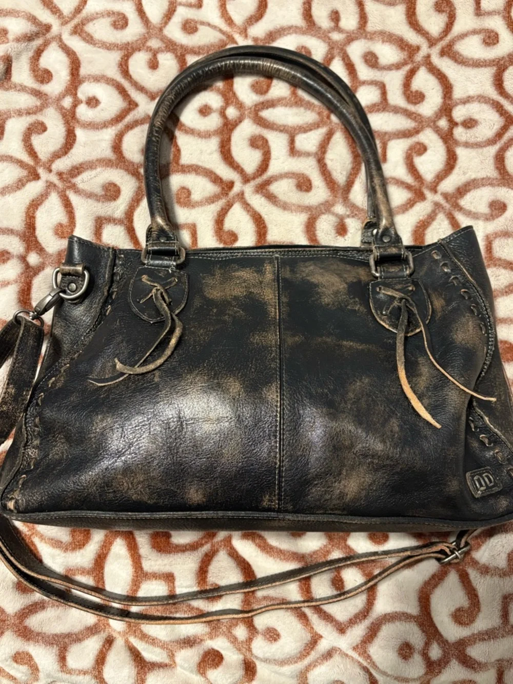 Bed Stu Rockababy Black Distressed Leather Shoulder Bag - Picture 2 of 6